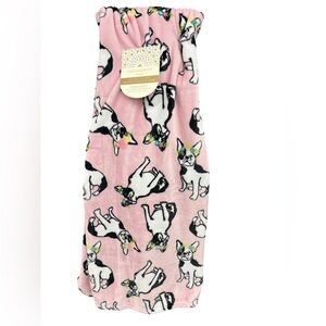 *NEW* Cynthia Rowley French Bulldog Pink Plush Blanket
